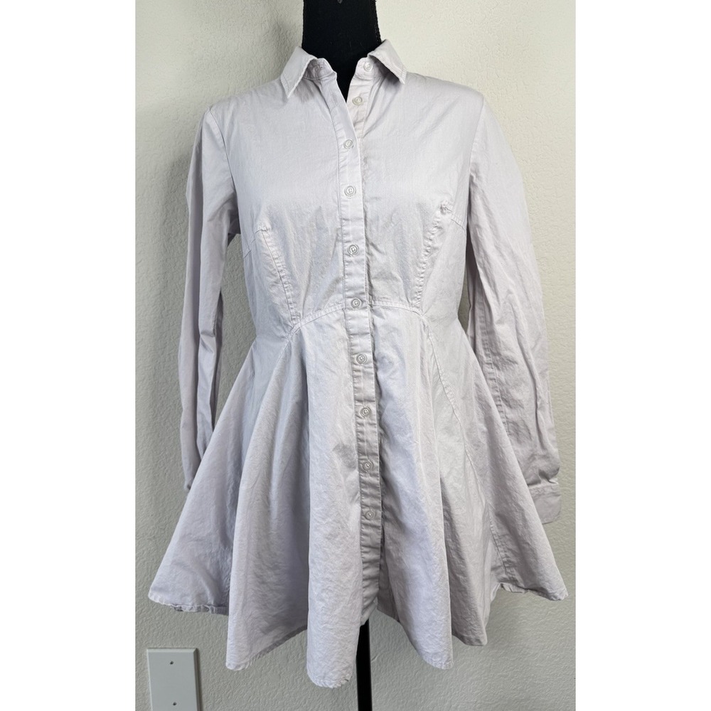 FREE PEOPLE All The Time Tunic Peplum Shirt‎ Dress Lilac XS Boho Cottagecore
